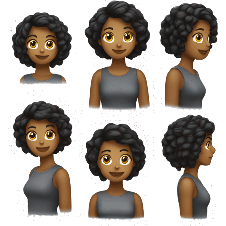 Chica piel oscura con cabello corto lasio emoji