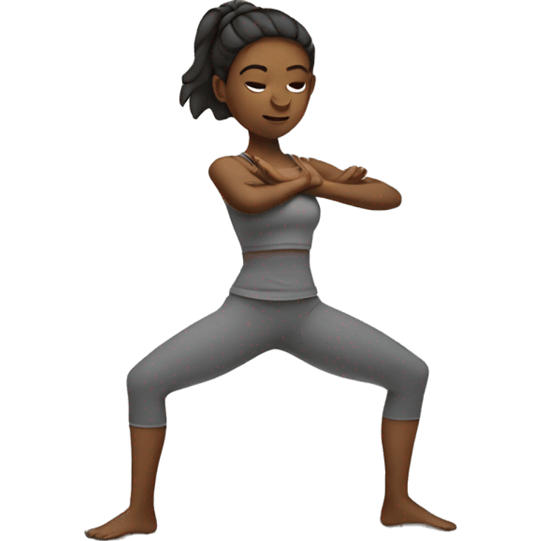 girl in warrior yoga posture emoji