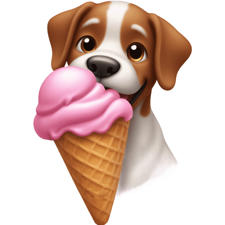 A pink dog eating ice cream  emoji