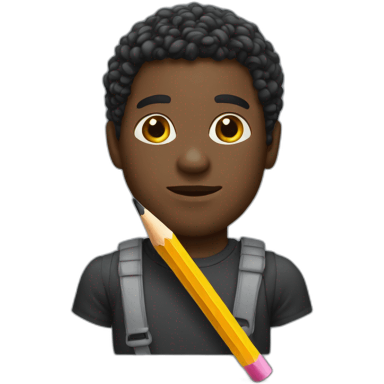 Black guy with pencil emoji