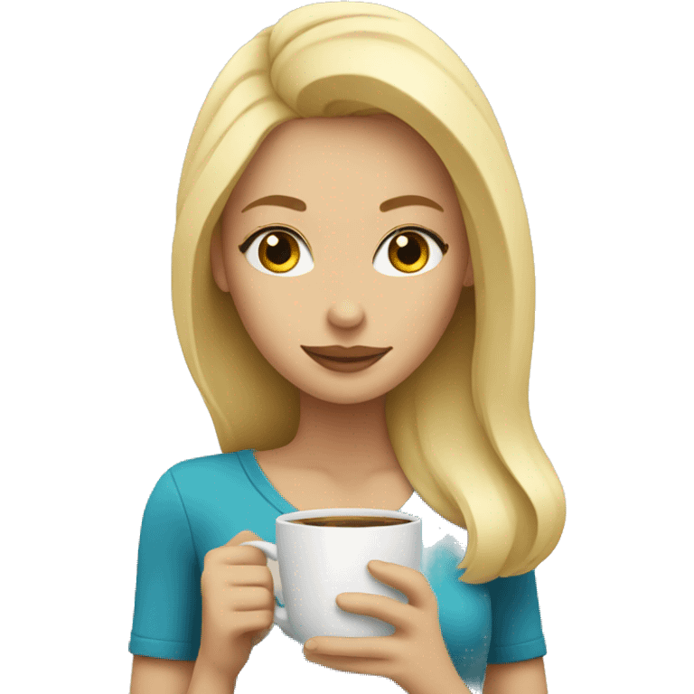 Blonde girl drinking coffee emoji