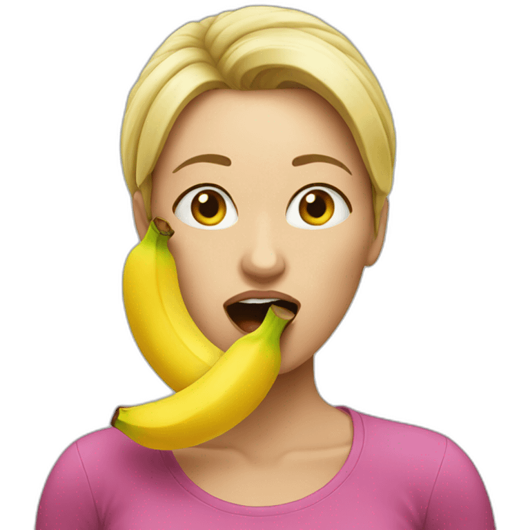 women swallowing banana emoji