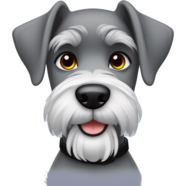 Gray schnauzer with black collar  emoji