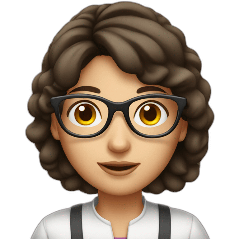 brunette girl cook with glasses emoji