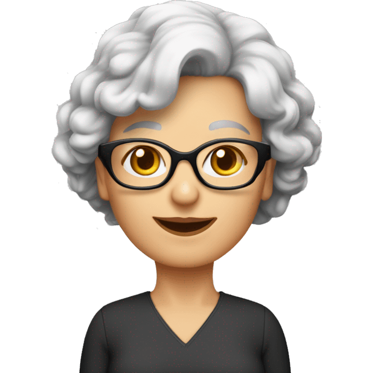 femme 70 ans rousse cheveux bouclés courts avec des lunettes  emoji