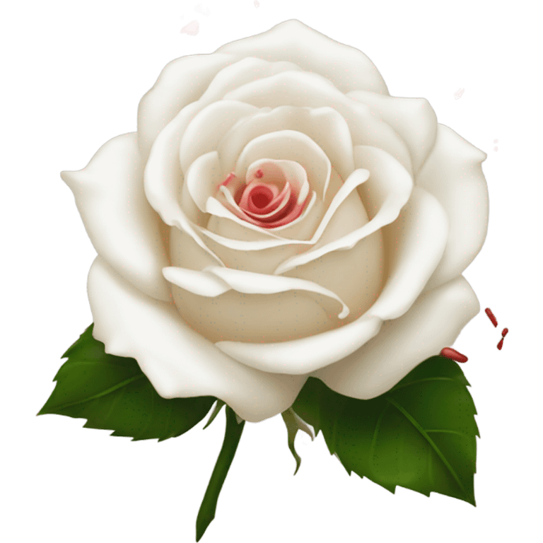 White rose flecked with red emoji