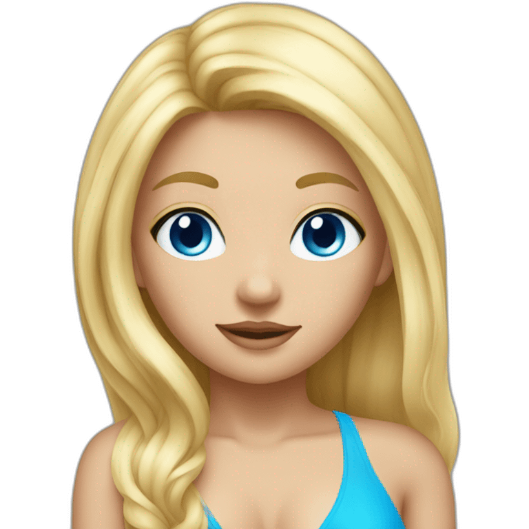 Blonde girl blue eyes wearing bikini emoji