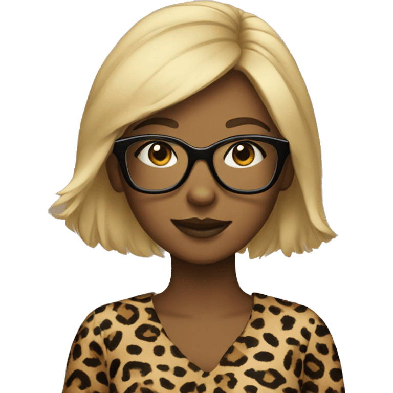 girl in leopard dress and glasses emoji