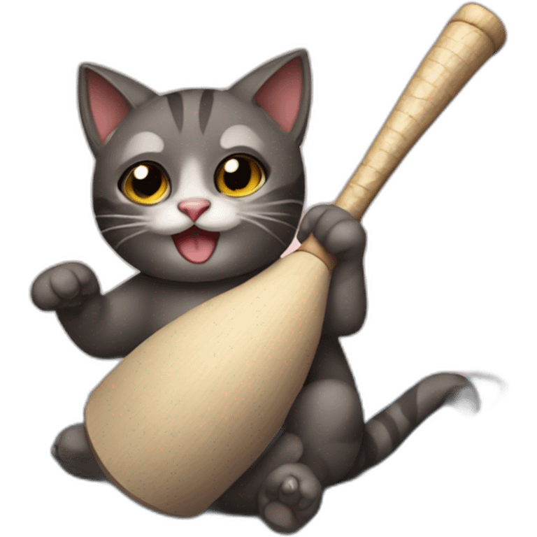 Cat on mat swinging a bat emoji