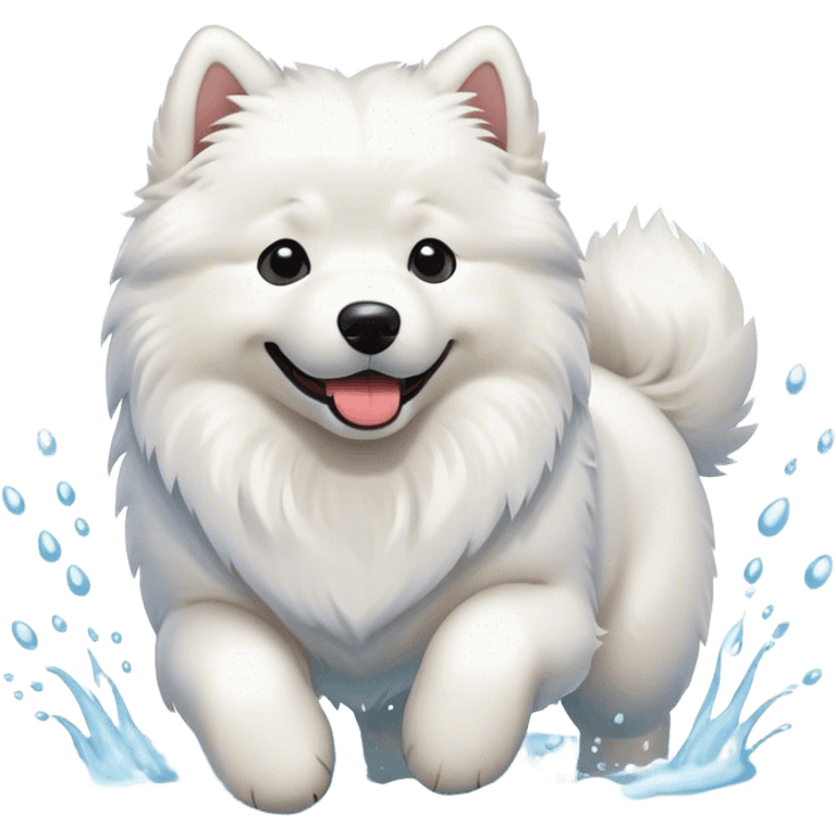 Samoyed playing in water emoji