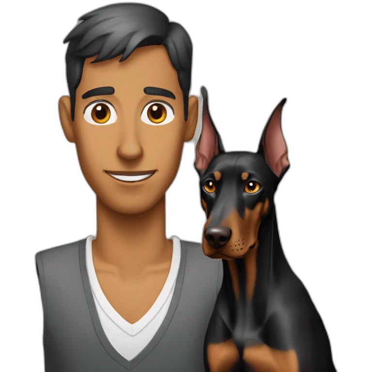 Doberman con gato emoji