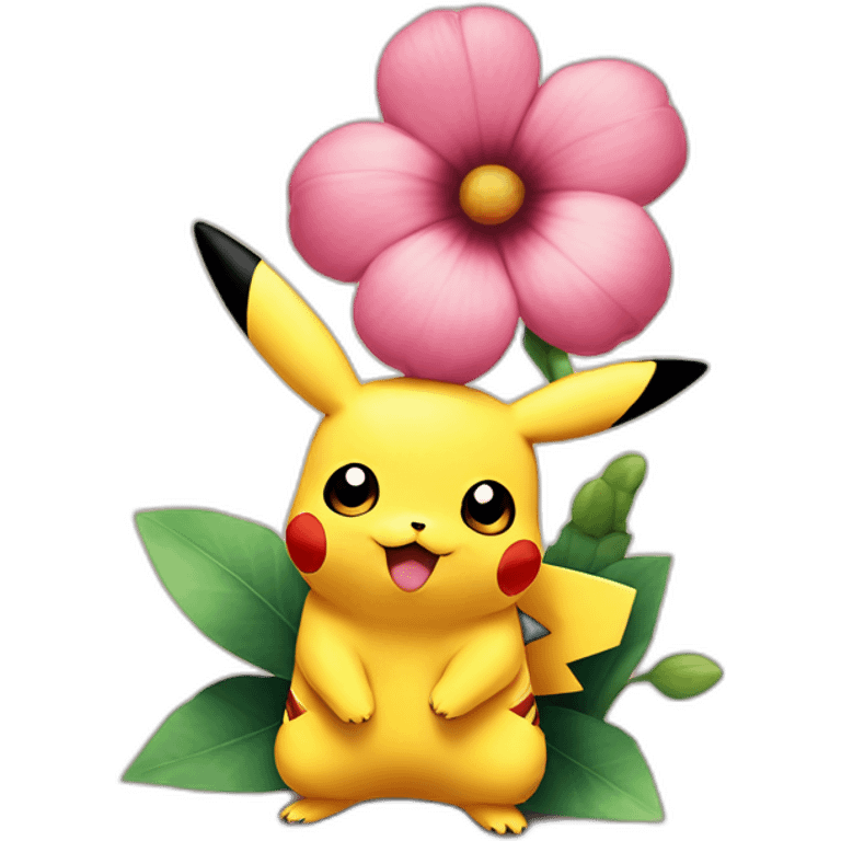 Pikachu with flower emoji