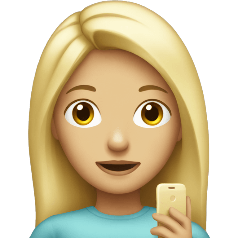 blonde girl with cellphone emoji