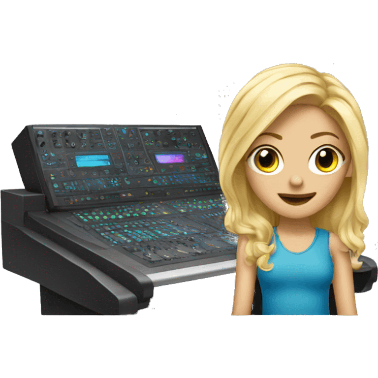 Audio technician blonde girl with a dj desk emoji