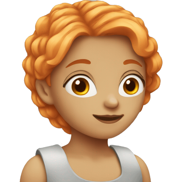 girl with orange hair gazing emoji