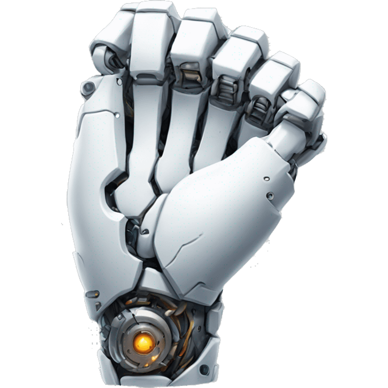 White mechanical cyborg arm and bicep emoji