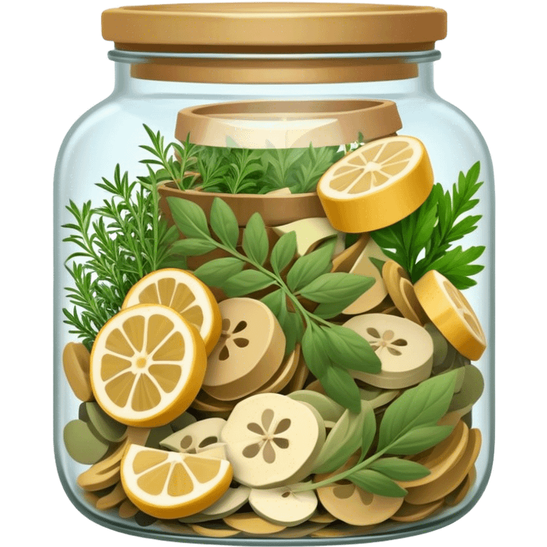 jar of dried sliced mixed herbs for cooking emoji