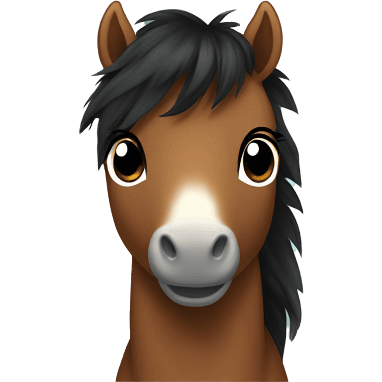 Brown pony With black fluffy hair emoji