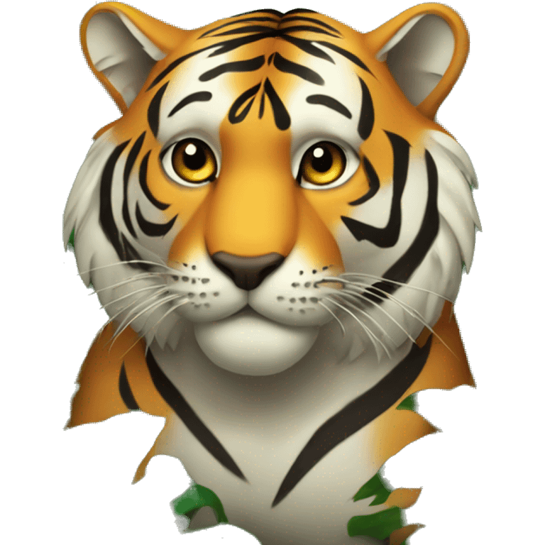 Tiger in a jungle emoji