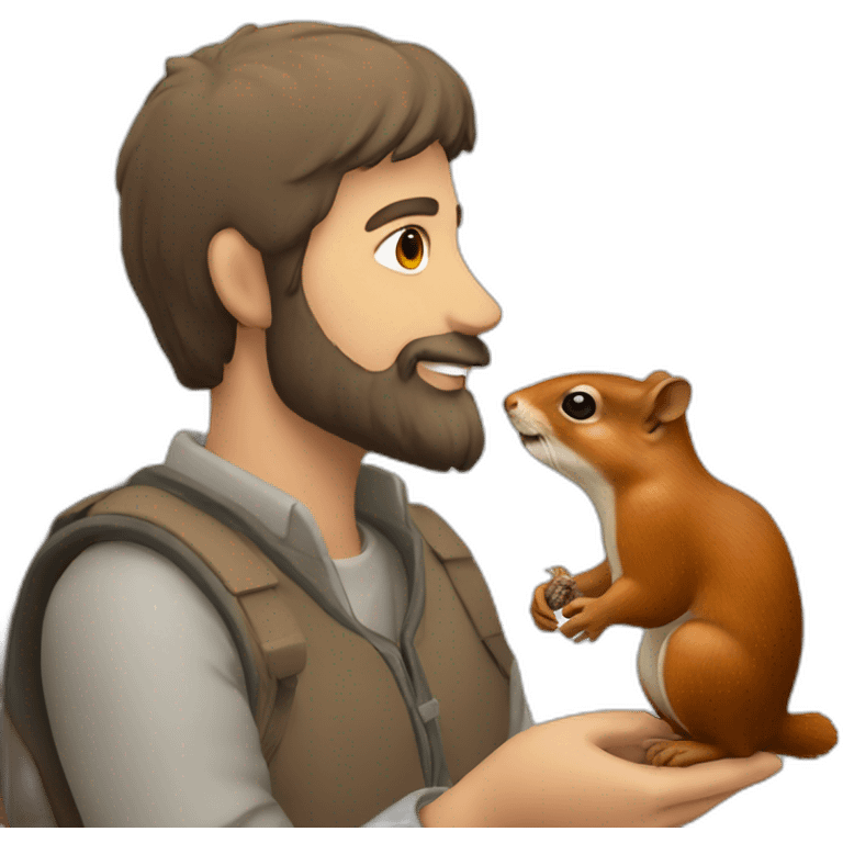 man with beard feeding a squirrell emoji