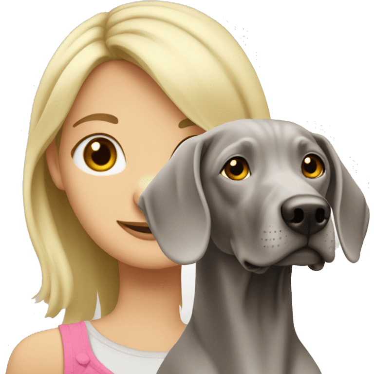 Weimaraner with blonde girl  emoji