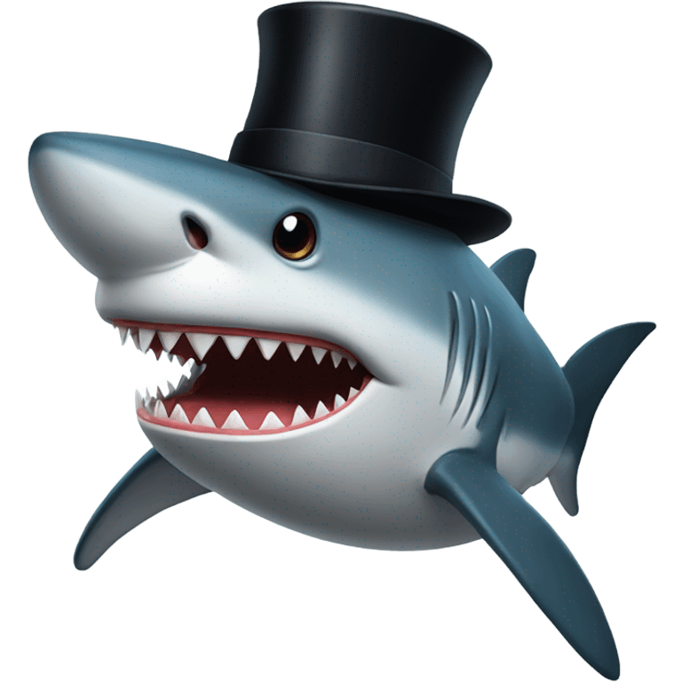 Shark with a top hat emoji