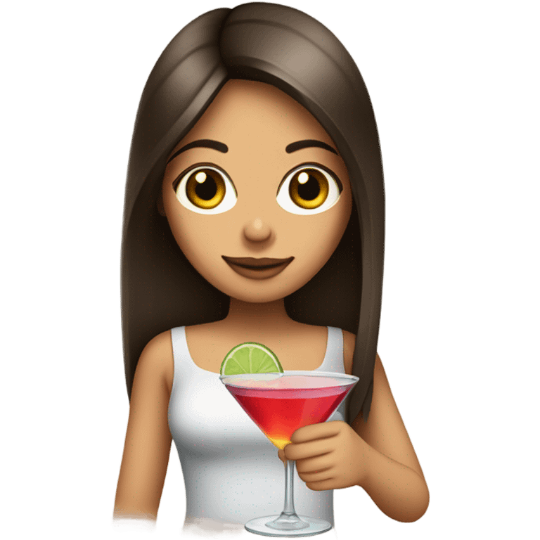 brunette girl straight hair drinking a cocktail emoji