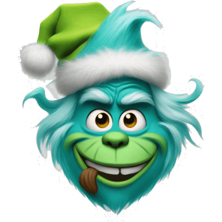 turquoise colored grinch emoji