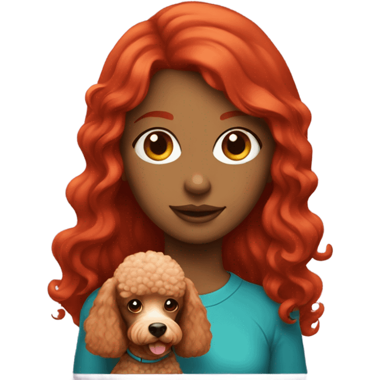 girl with red hair holding a poodle emoji