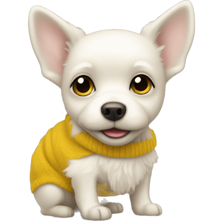 Little white dog in yellow jumper emoji