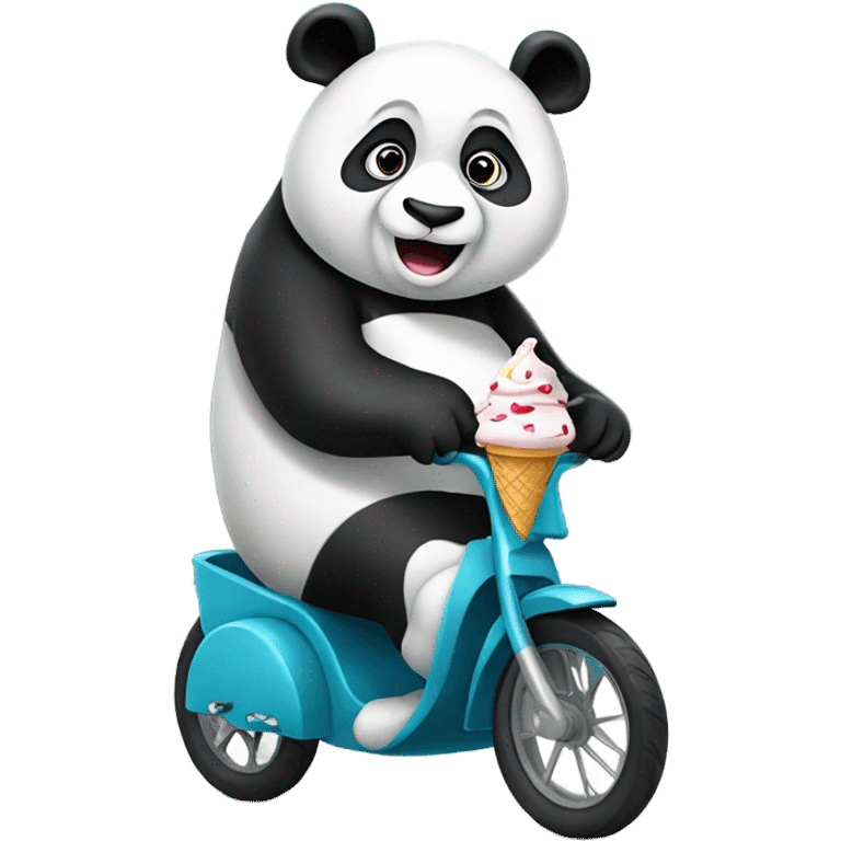 Panda eating ice cream on tricycle  emoji