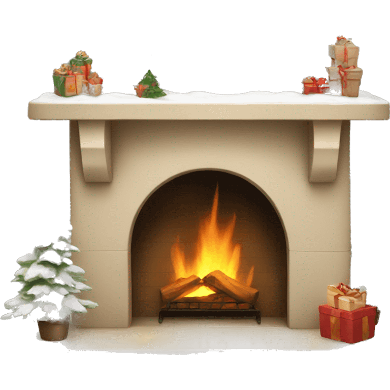 Winter christmas beige FirePlace emoji