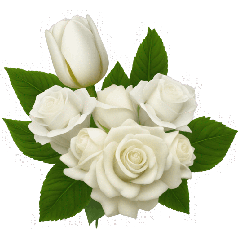 White hydrangea white roses and white tulip bouquet  emoji