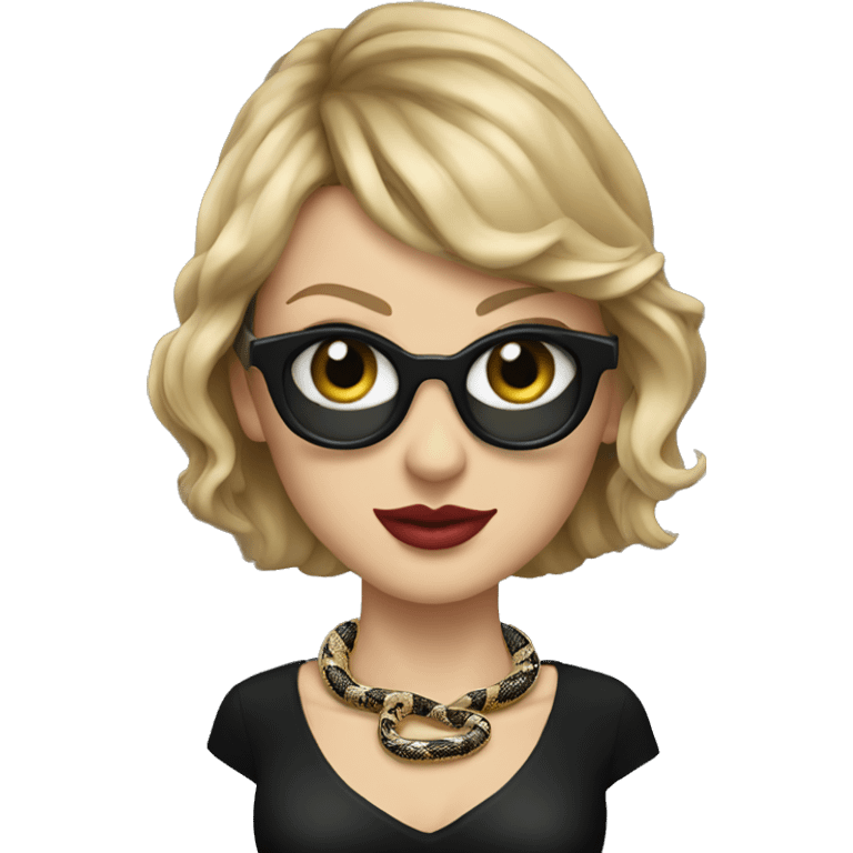 Taylor swift with snake necklace and black outfit emoji