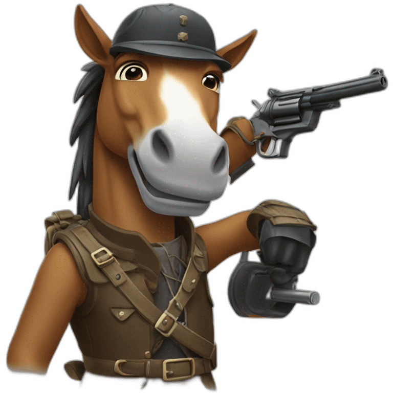 Horse with a gun emoji