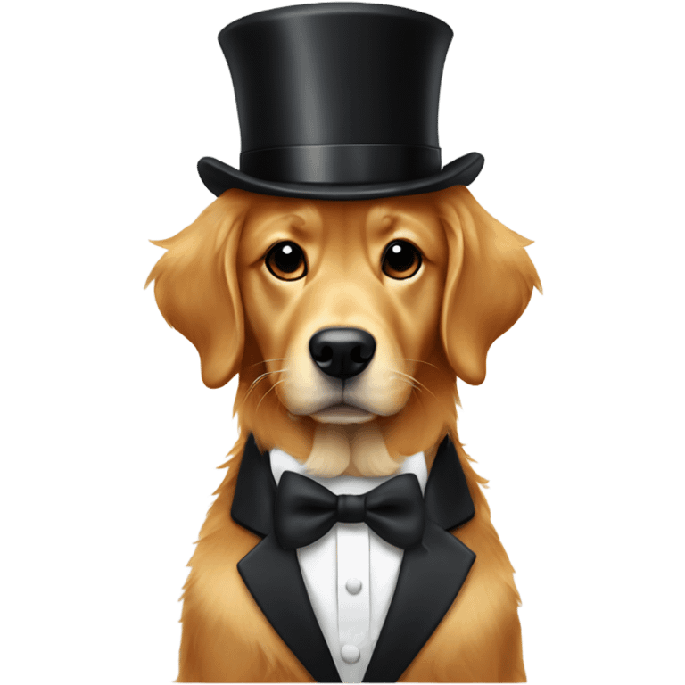 red golden retriever in a tuxedo  emoji