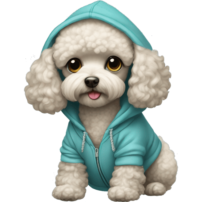 small poodle wear in hoodie  emoji