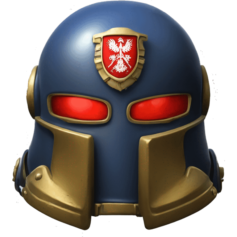 Space Marine helmet with red lenses, featuring the Russian coat of arms. emoji