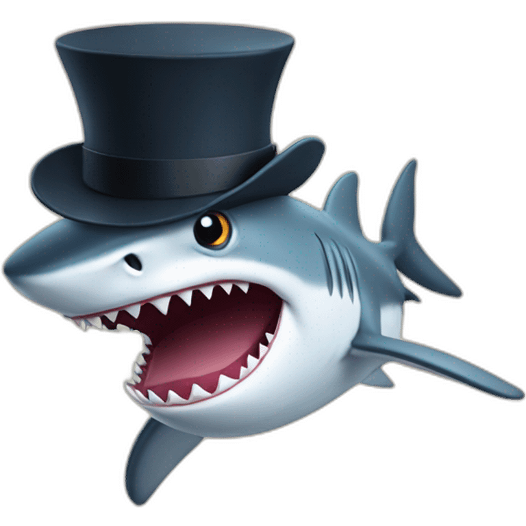 Shark with a top hat emoji