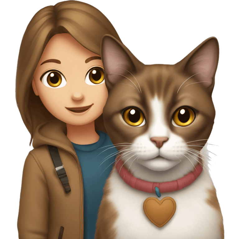 a brown snowshoe cat with girl emoji