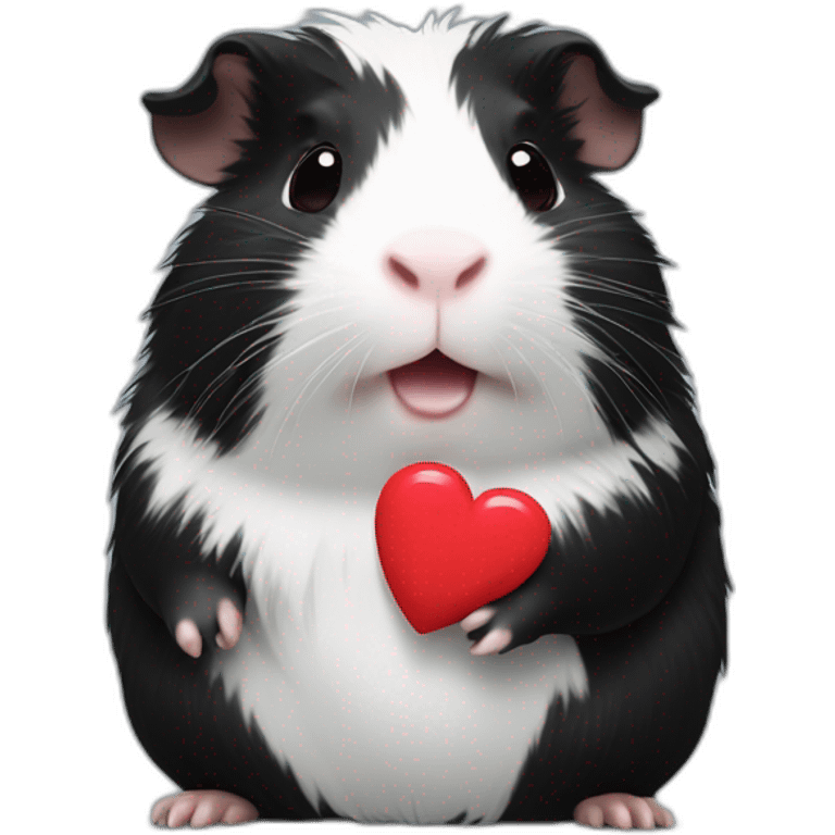 Black Guinea pig waving with heart emoji