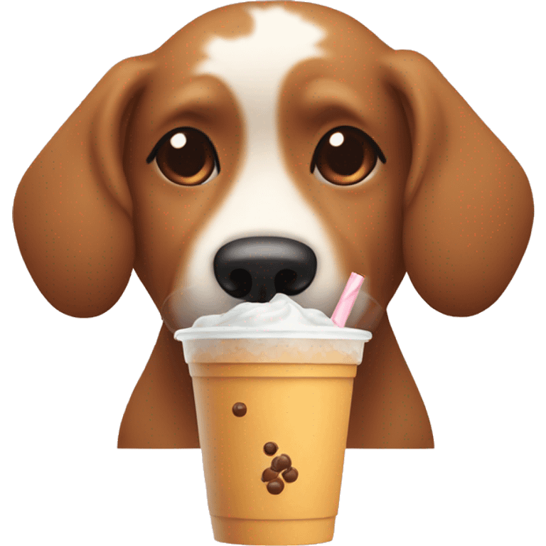 Dog drinking a boba  emoji