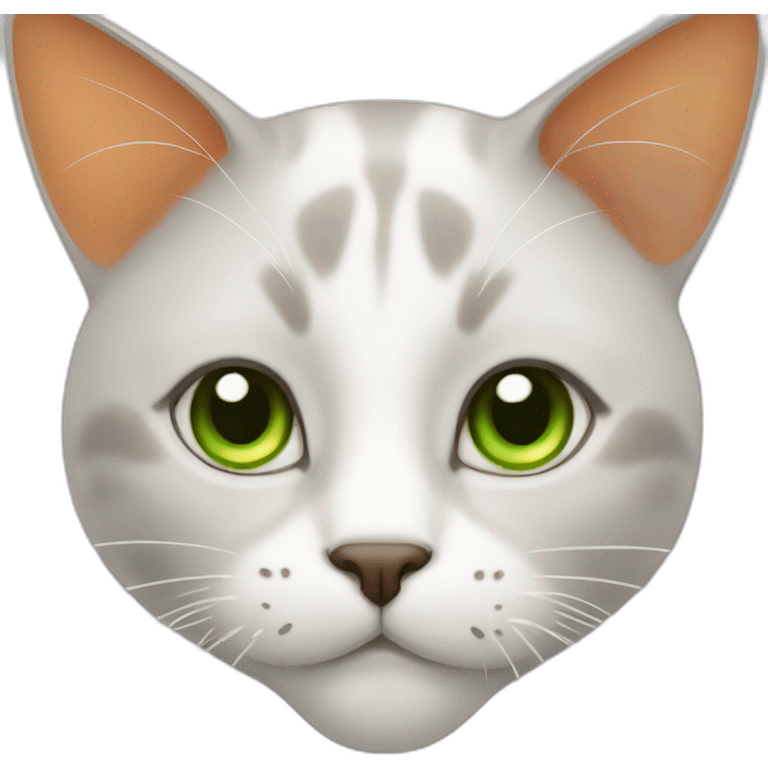 cat with white nose, green eyes and orange ears emoji