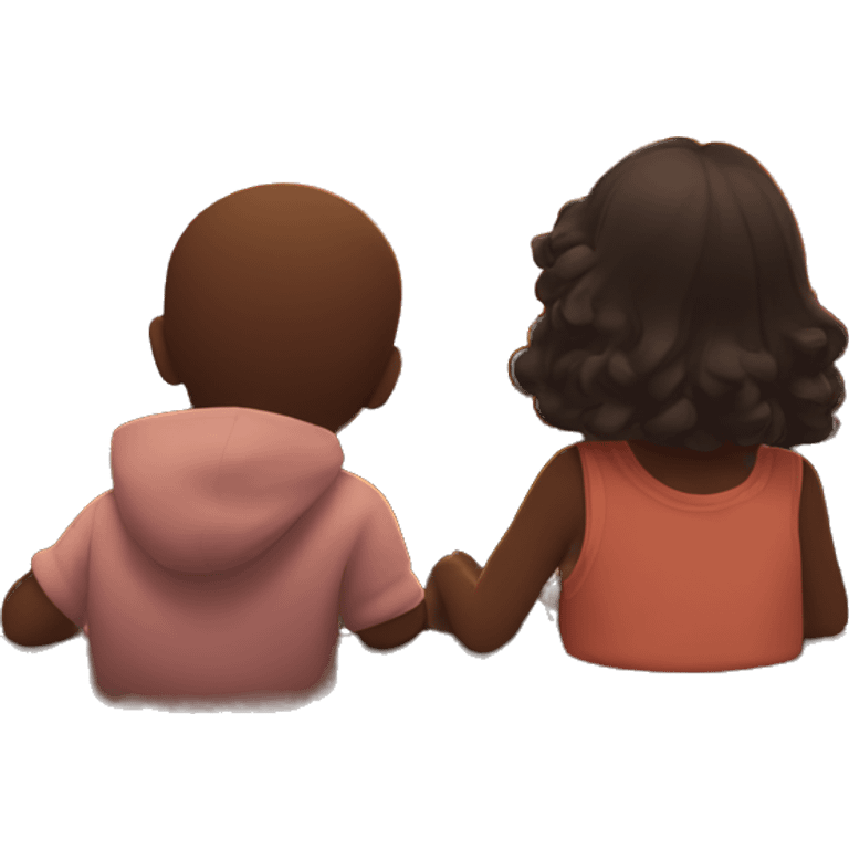 Boy and girl watching sunset together  emoji