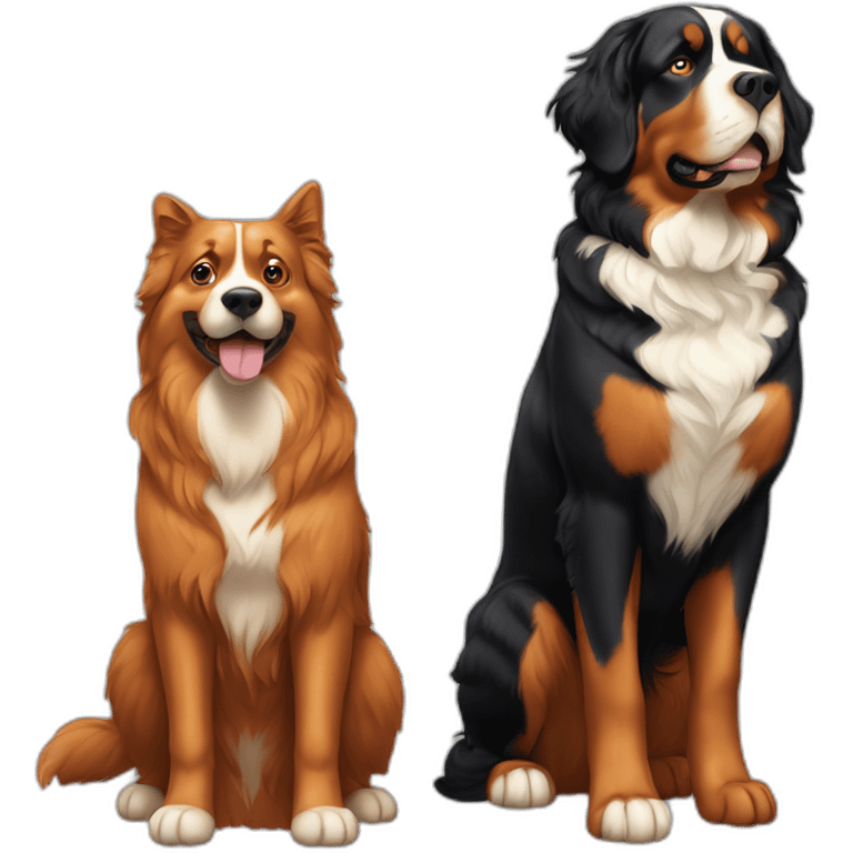 A Bernese dog next to A tortoiseshell cat without white emoji