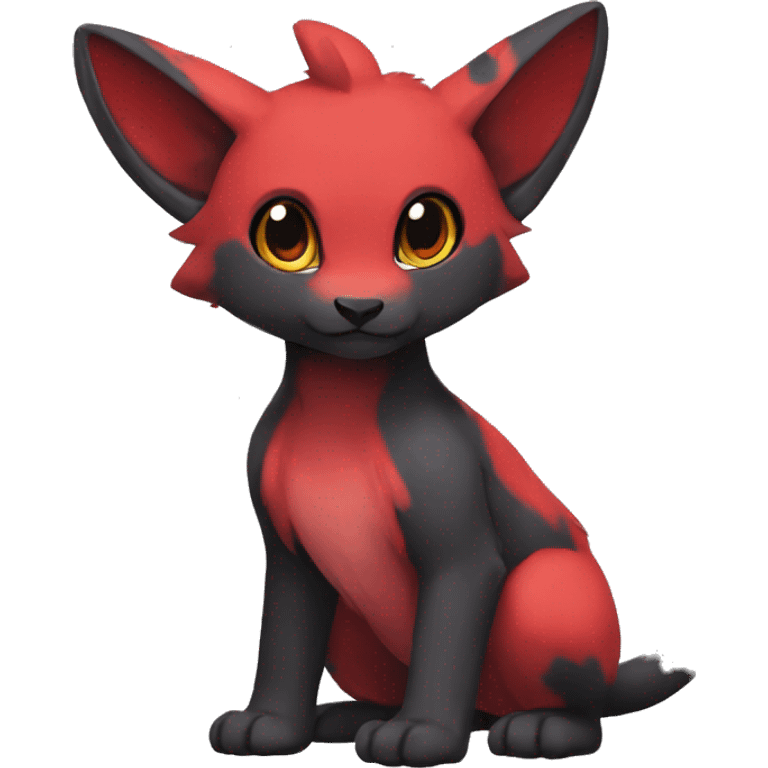 Cute cool black red animal hybrid Fakemon full body emoji