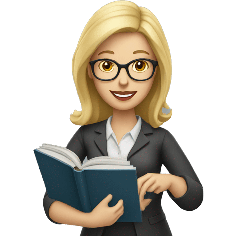 Blonde Teacher with glasses holding open book emoji