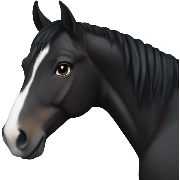 Black quarter horse with black mane and tail and small white spot on forehead emoji