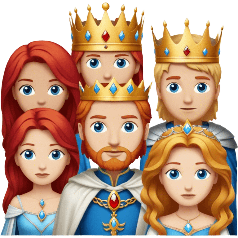 Red hair king, blonde queen, blue eyes emoji