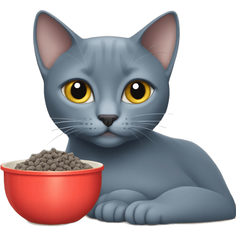 Russian Blue eating cat food emoji